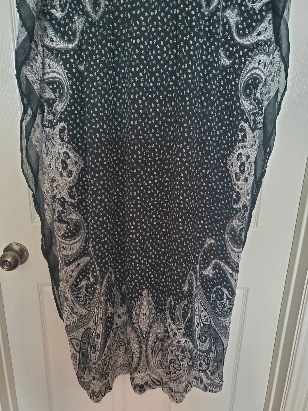 Speed Control Black White Paisley Kaftan Dress 3XL Plus Size V Neck Boho Maxi